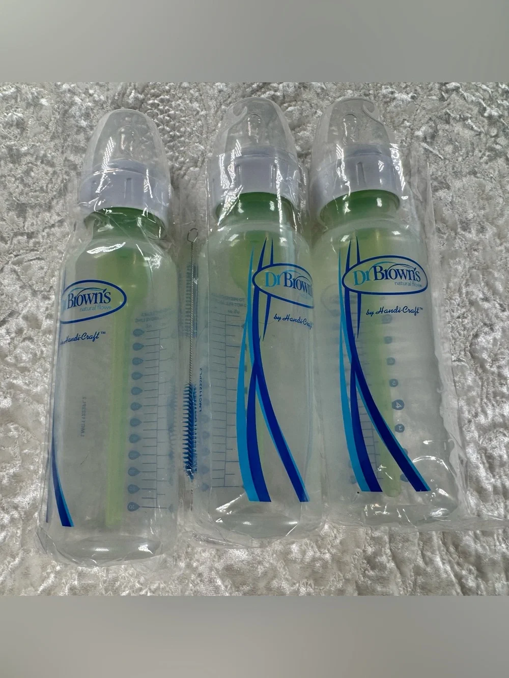 Dr. Brown's SET OF 3 New Never Used Anti-Colic Baby Bottle w/Green Vent Insert